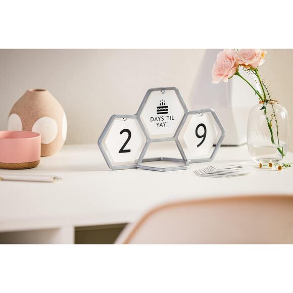 Dayspring-Geometric Countdown Calendar with 8 Interchangeable Messages - Silver - Picture 1 of 6